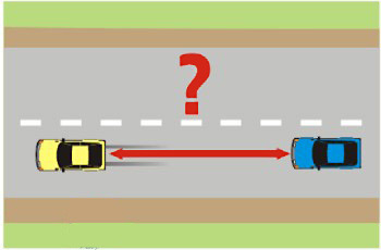 תמונה לשאלת תיאוריה: מהו הרווח המינימלי שעליך לשמור בינך ובין הרכב הנע לפניך, על פי החוק?